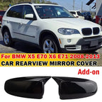 2X Gloss Black Side Wing Mirror Cap Covers for BMW X5 E70 X6 E71 (2008–2013)