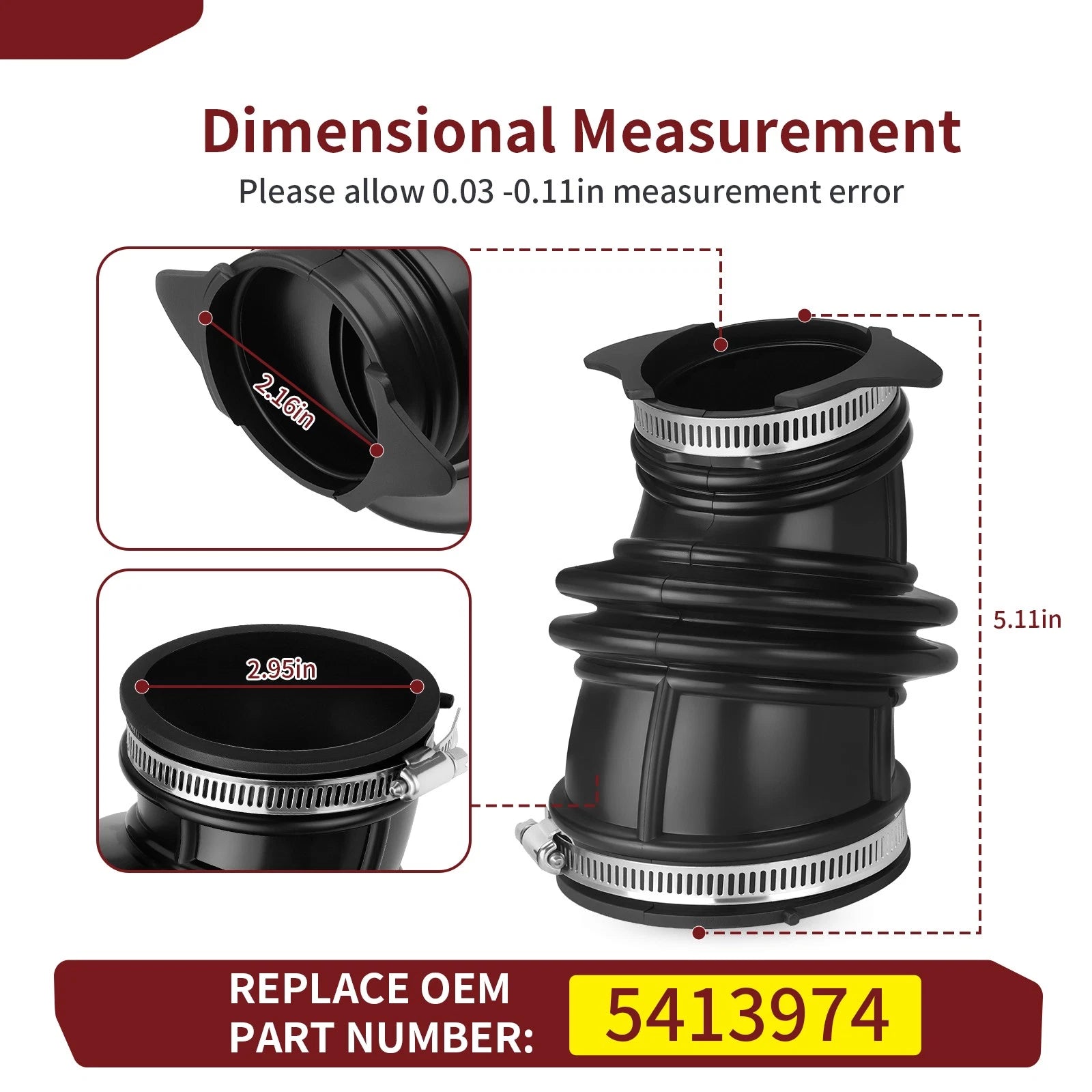 Air Cleaner Intake Boot & Clamp for Polaris RZR 4 800 (2011–2014)