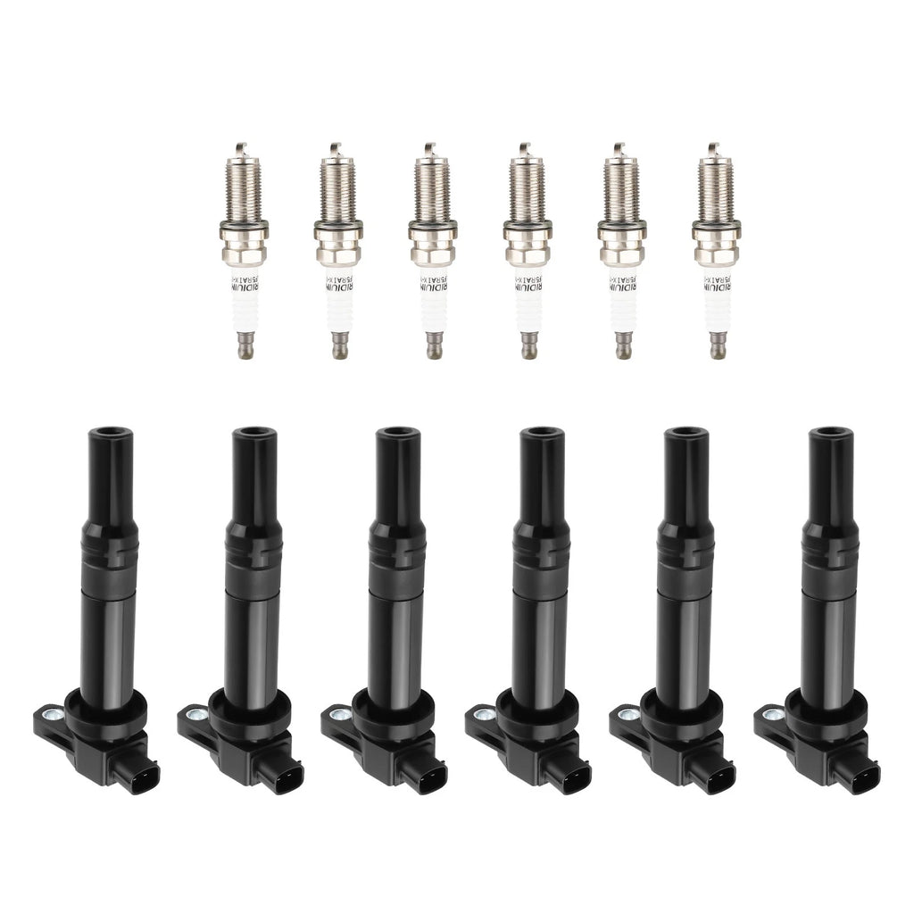 Set of 6 Ignition Coils + Spark Plugs for Hyundai Santa Fe Kia Magentis (2006–2011) UF558