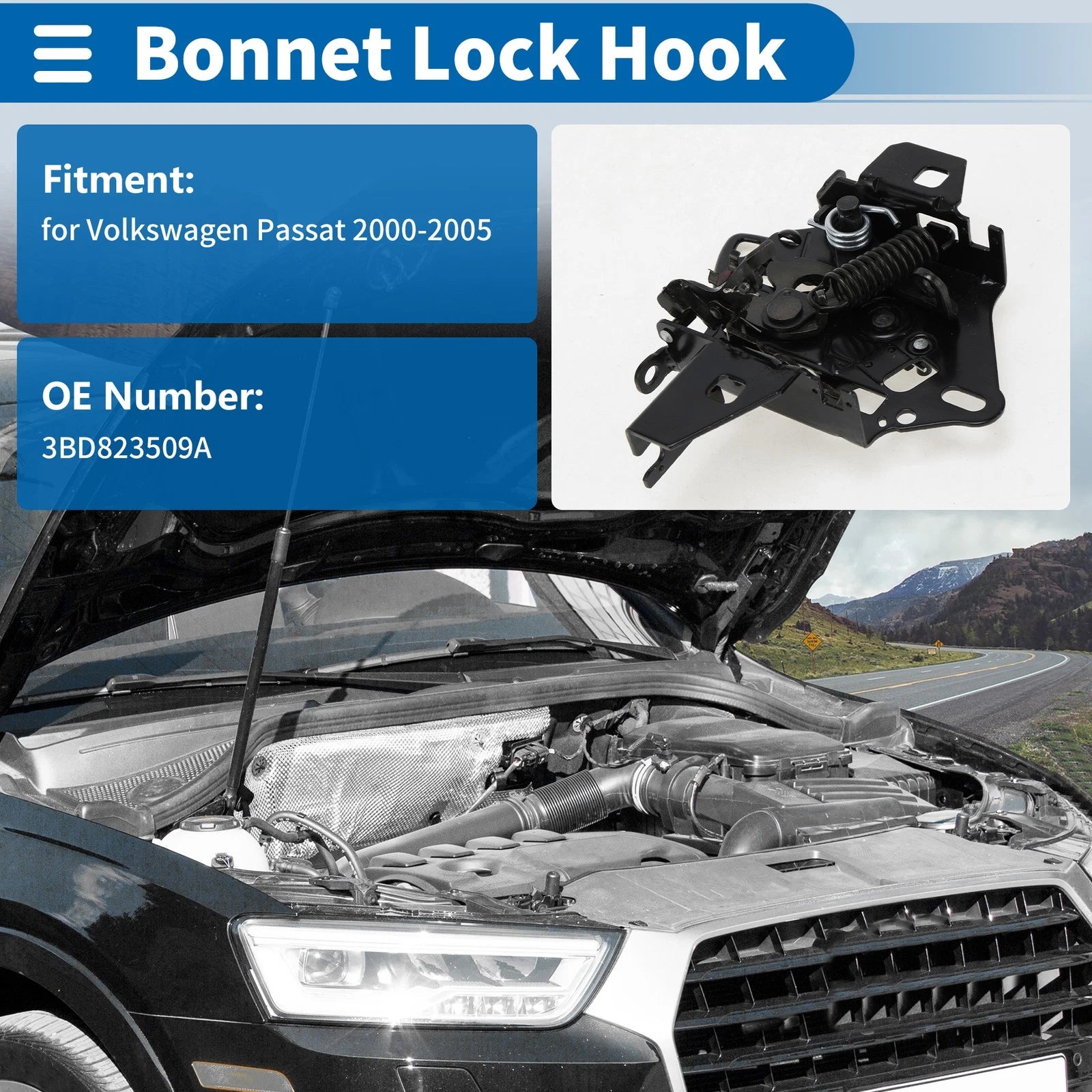 Hood Latch Assembly for Volkswagen Passat (2000–2005) No. 3BD823509A
