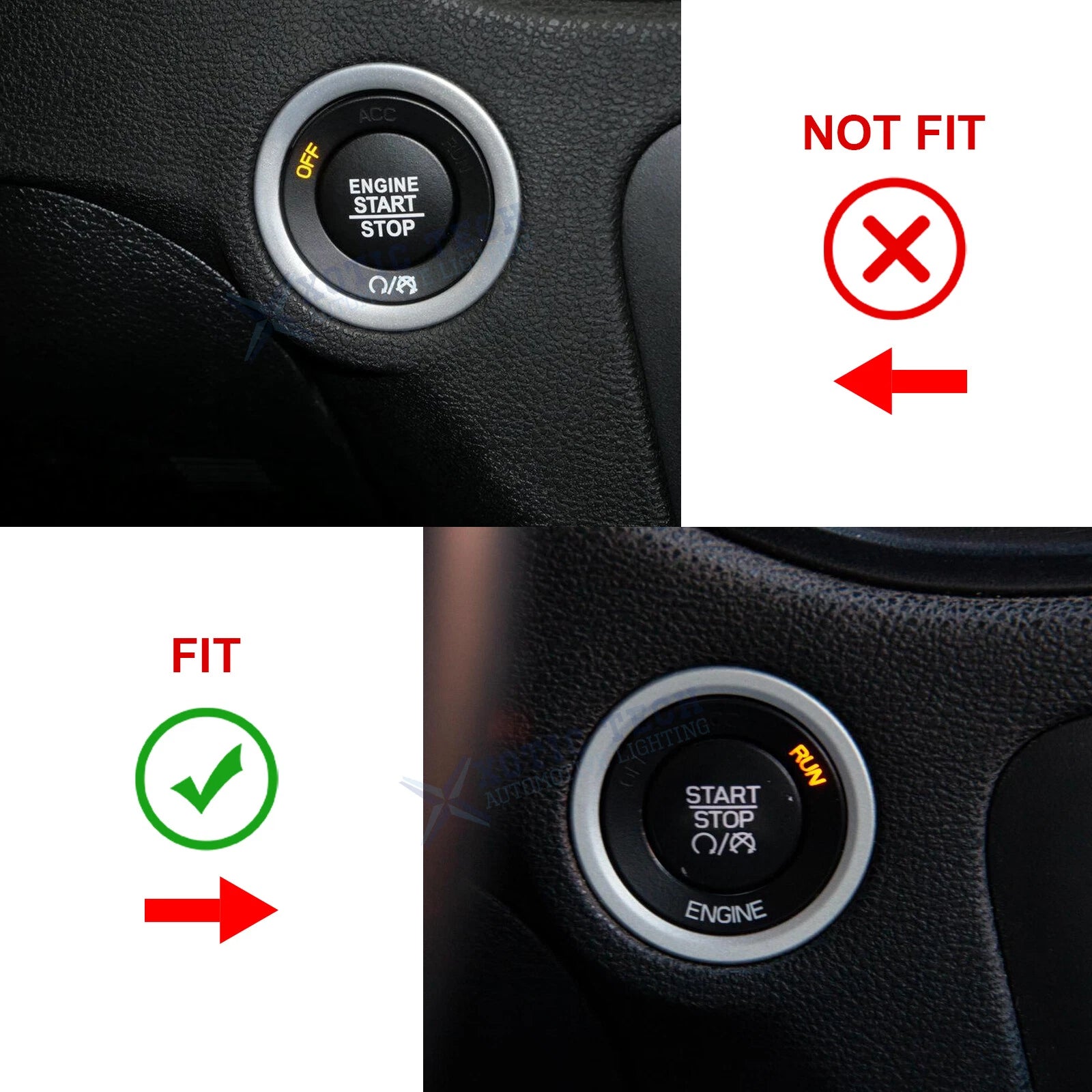 Red Engine Start Stop Button Switch Ring Cover Trim for Dodge Charger (2010-2022)