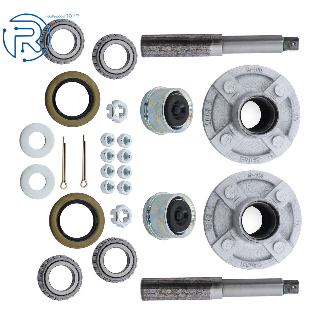 Pack of 2 Trailer Axle Kits with 4 on 4" Bolt Idler & Round BT8 Spindle