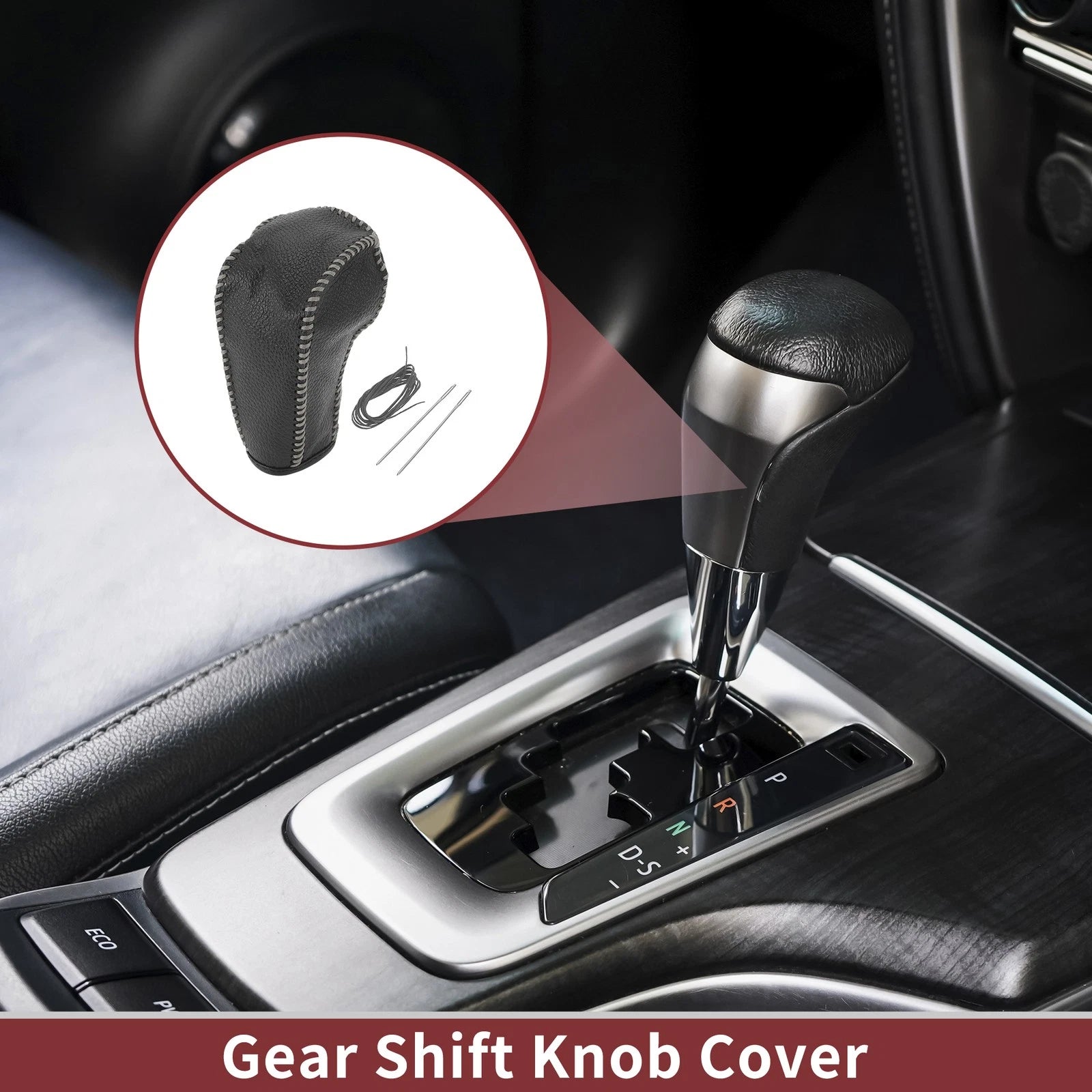 1 Pc Gear Shift Knob Cover for Ford Edge (2011–2014) Gray Faux Leather