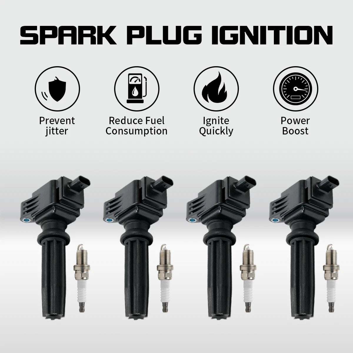 4X Ignition Coil & 4X Iridium Spark Plug for Ford Focus (2012–2018) UF670