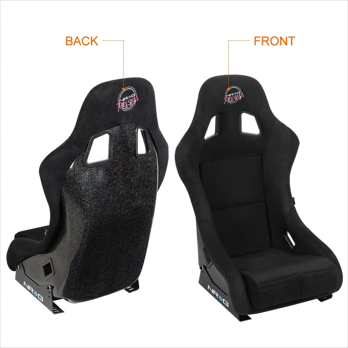 NRG Innovations FRP-303BK-PRISMA Alcantara Bucket Racing Seat for Universal (2010–2023)