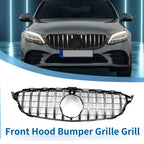 Front Upper Bumper Grille for Mercedes-Benz C250 (2012-2015) Black Chrome