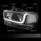 LED DRL Tube Headlight Bumper Lamp for GMC Sierra (1999–2007)