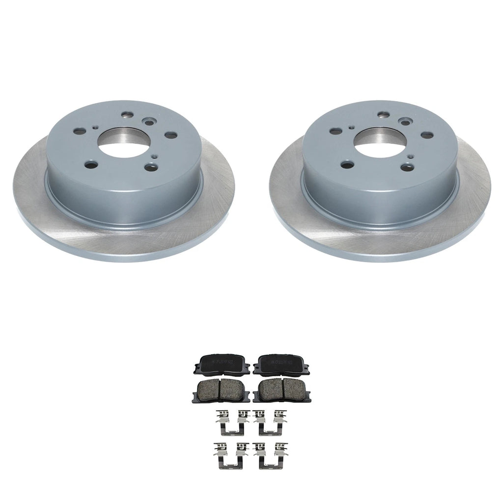 Set of 2 DuraGo Rear Rotors & Akebono ProACT Ceramic Pads for ES330, Camry (2004–2006)