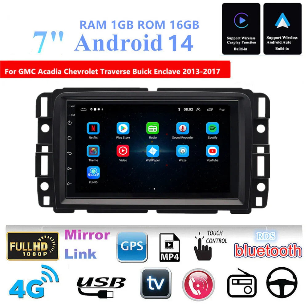 7'' Carplay Navigation for GMC Acadia, Chevrolet Traverse, Buick Enclave (13-17)