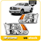 2X Headlights for Dodge Ram 1500 2500 3500 (2009–2018) Quad Amber Lamp