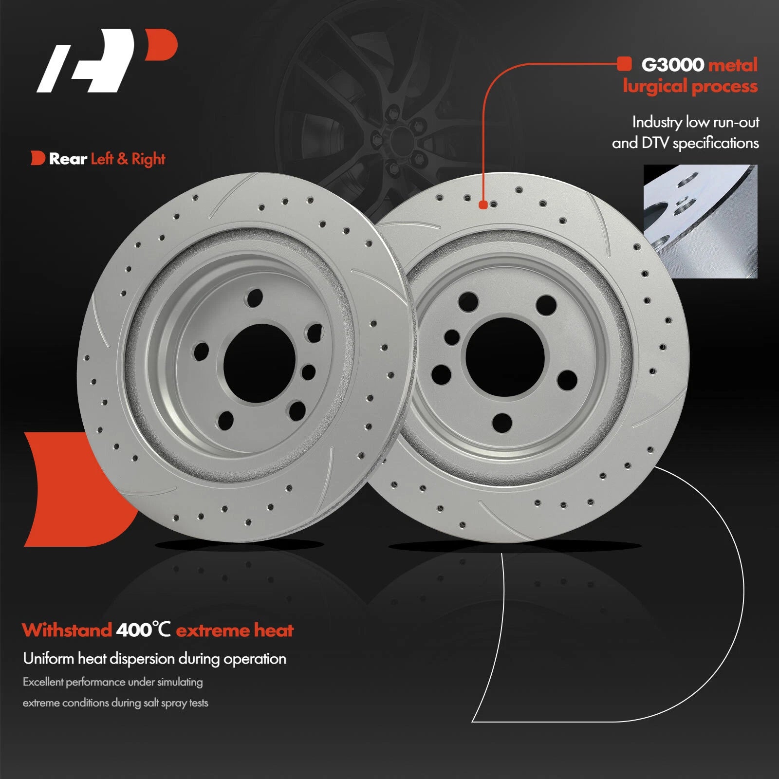 Drilled Brake Rotors & Brake Pads for BMW X1 (2016–2022) Mini Cooper Countryman