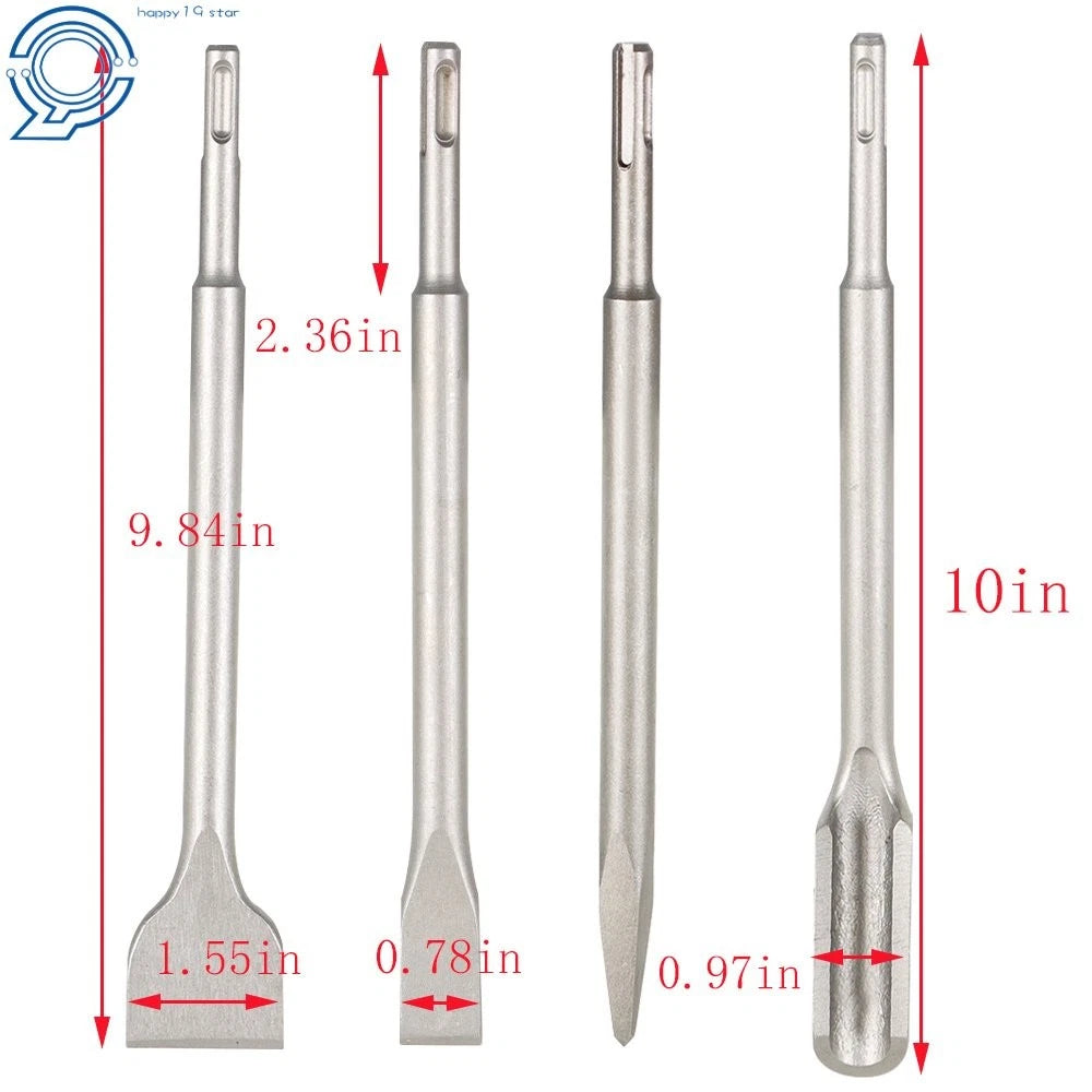 Set of 4 SDS Plus Chisel Bits for Universal Use