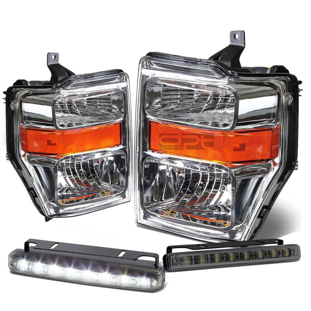 Chrome Amber Signal Head + Bumper + Smoked LED Fog Light Kit for Super Duty (2009–2010)
