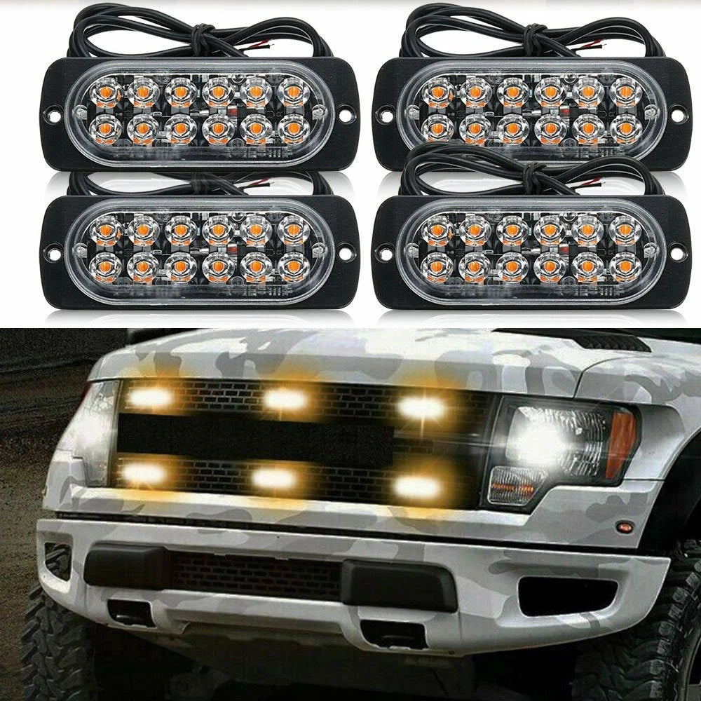 12 LED Amber Strobe Light Bar for Car Truck