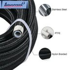 20FT Black 8AN Nylon Braided E85 PTFE Fuel Line Hose Kit with 10 Fittings