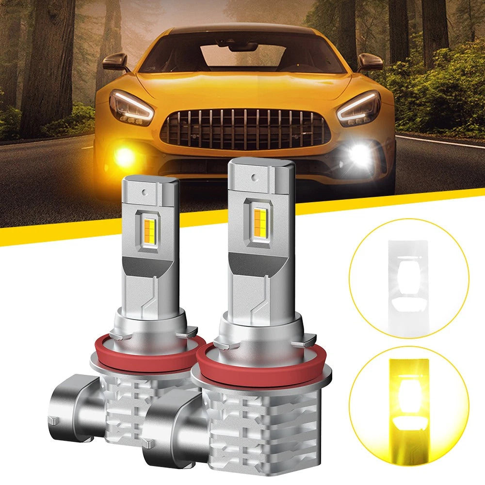 2X H8 H11 Dual Color LED Fog Light Bulb for Driving DRL Lamp
