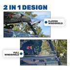 2X Front 2-in-1 Folding Windshield for Kawasaki Teryx 750 800 (2012–2015)