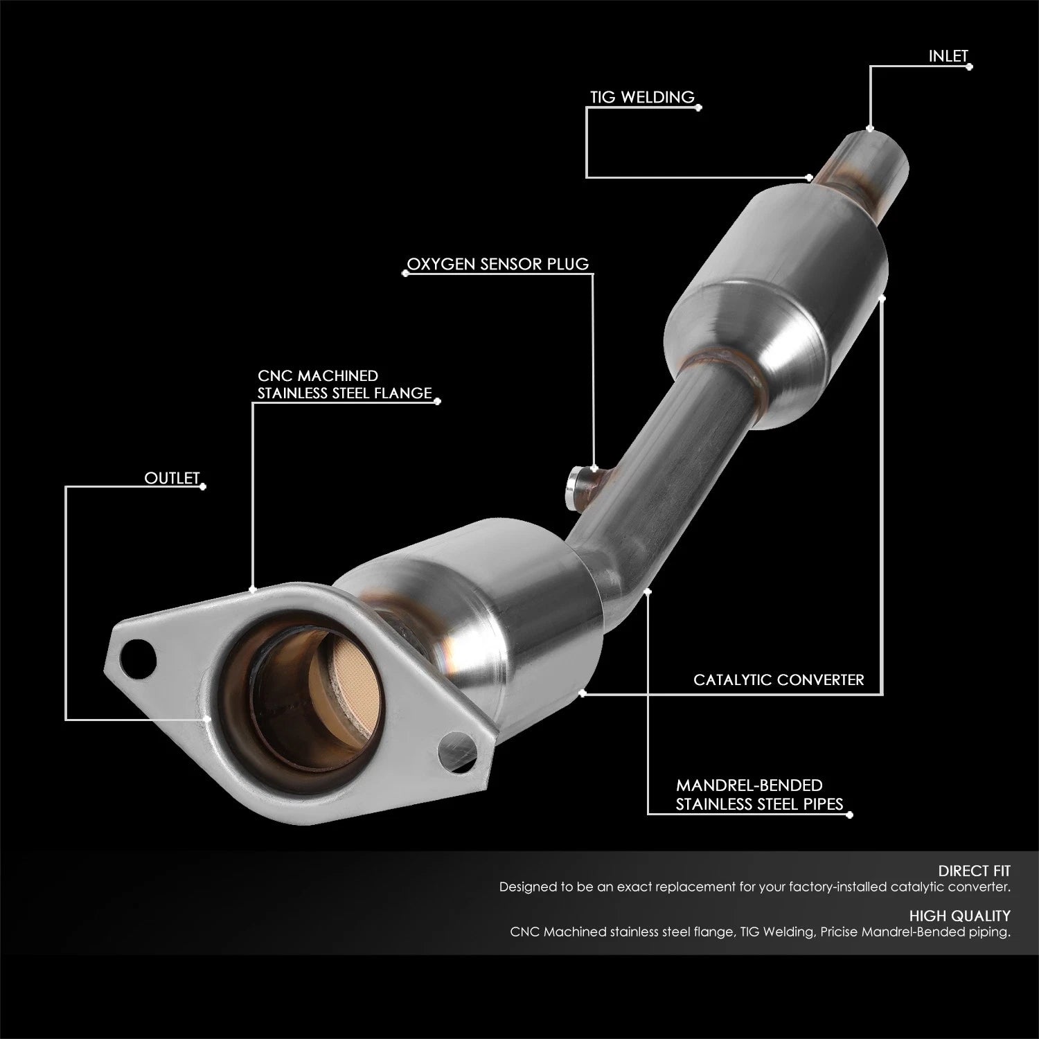 Stainless Catalytic Converter Exhaust Pipe for Toyota Prius (2004–2009)
