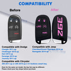 Pink Silicone Remote Key Chain Shell Cover for Jeep Dodge Chrysler (2014-2025)