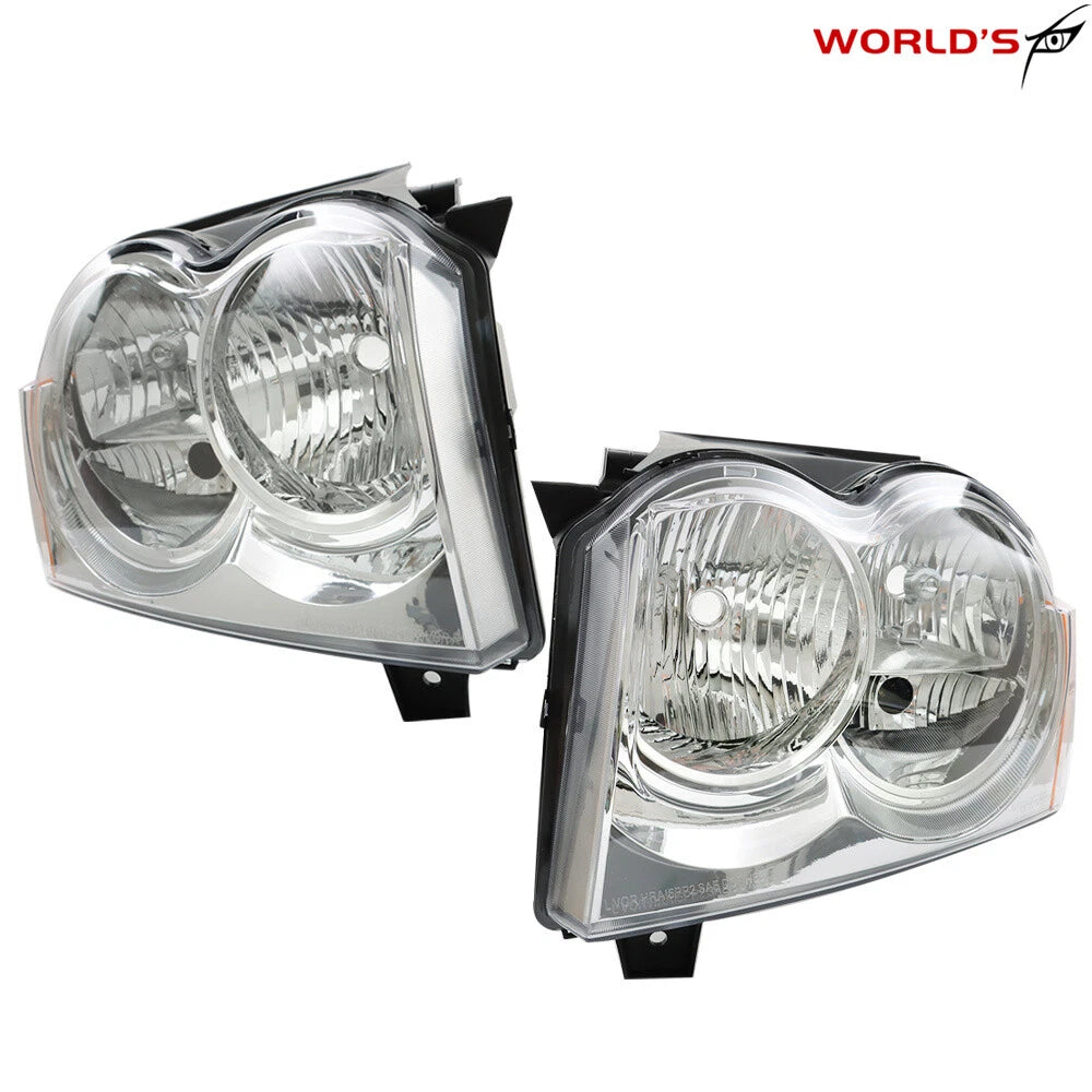 Set of 2 Halogen Headlights for Jeep Grand Cherokee (2005–2007)