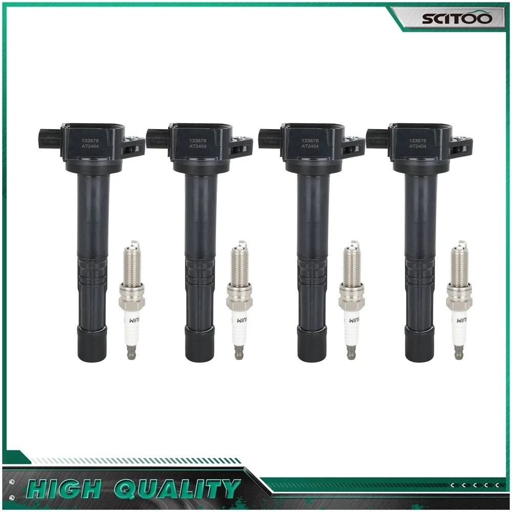 Set of 4 Ignition Coils & 4 Spark Plugs for Honda Accord CR-V (2008–2014)