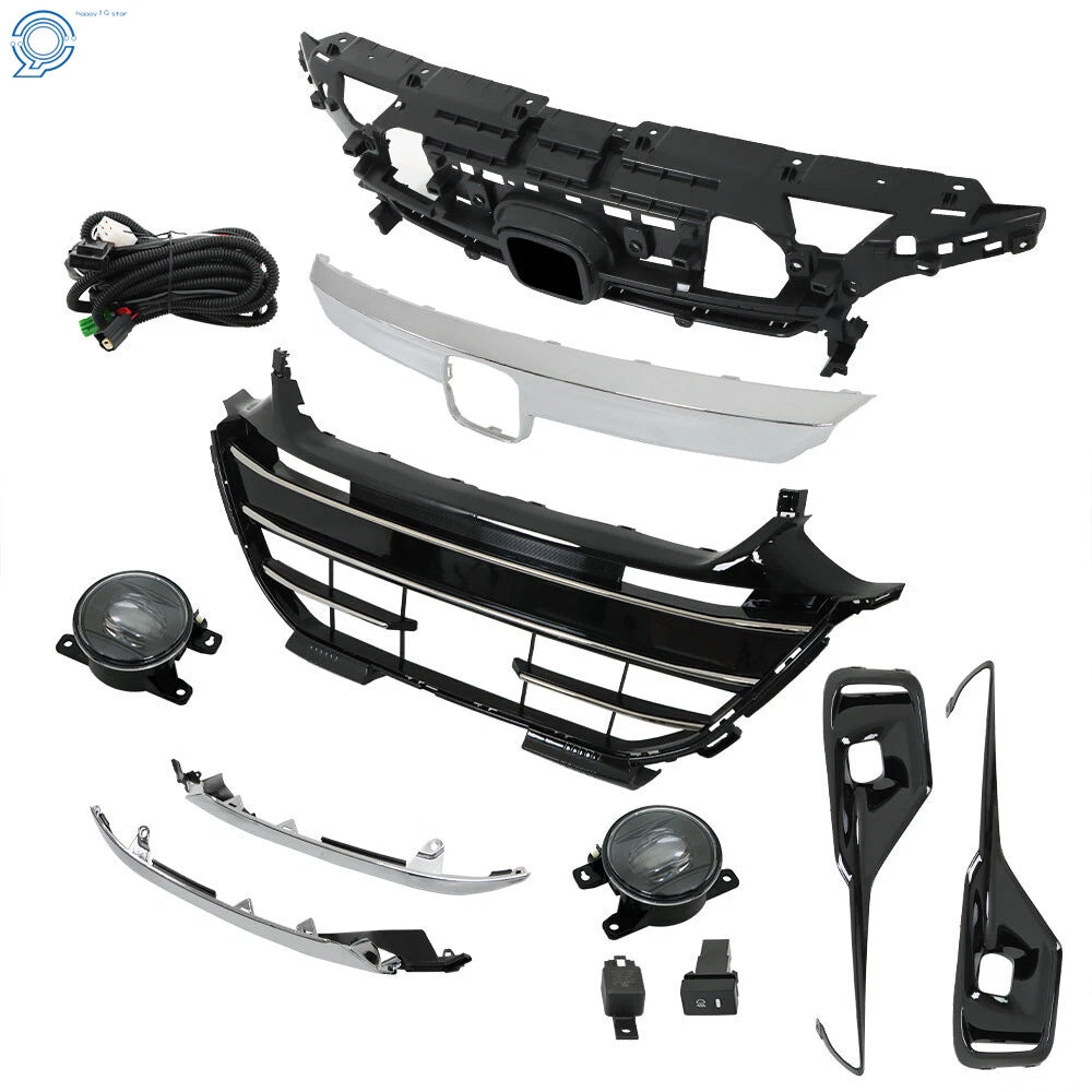 Set of 2 Upper Lower Grills with Chrome Trim for Honda Accord (2021–2023)
