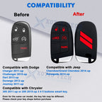 Red Silicone Remote Key Fob Shell Cover for Jeep Chrysler Dodge (2014-2024)
