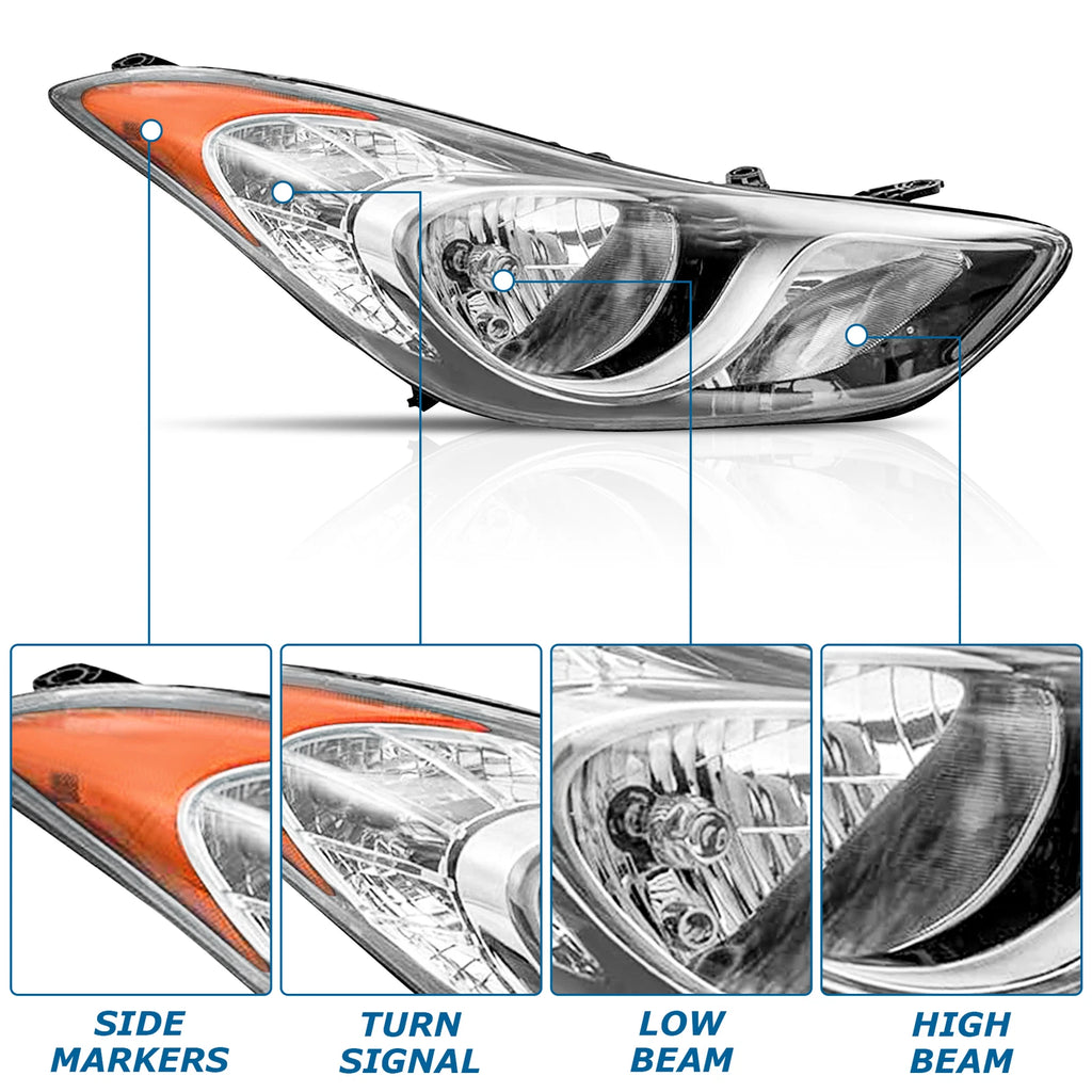 Front Right Headlamp Assembly for Hyundai Elantra (2011-2013)