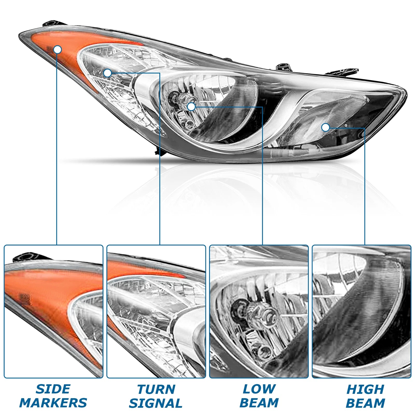 Front Right Headlamp Assembly for Hyundai Elantra (2011-2013)