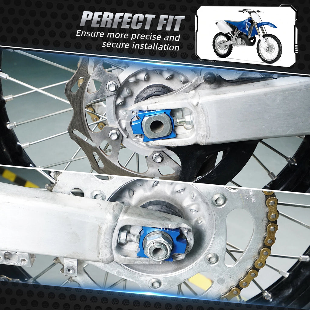 Pair Rear Axle Block Chain Adjusters for Yamaha YZ125 YZ250 (2002–2023)