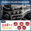 Set of 5 AC Media Volume Switch Knob Cover Rings for Dodge RAM (2018–2022) Red