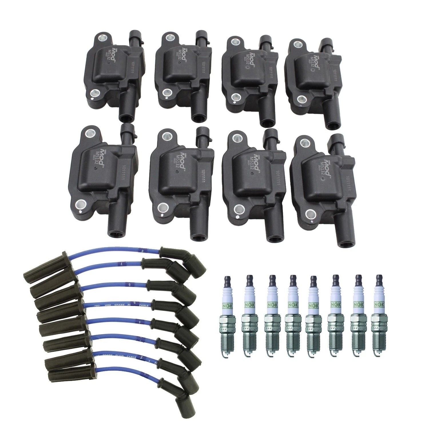 NGK Ignition Coil Wires & 8 Platinum Spark Plugs for Avalanche Savana 2500 (2001–2002)