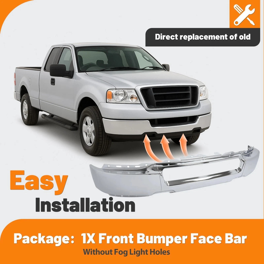 Chrome Front Bumper Face Bar for Ford F-150 (2004–2005)