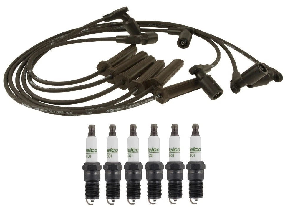 Set of 4 ACDelco Spark Plugs & Ignition Wire Set for Buick Chevy Pontiac (V6)