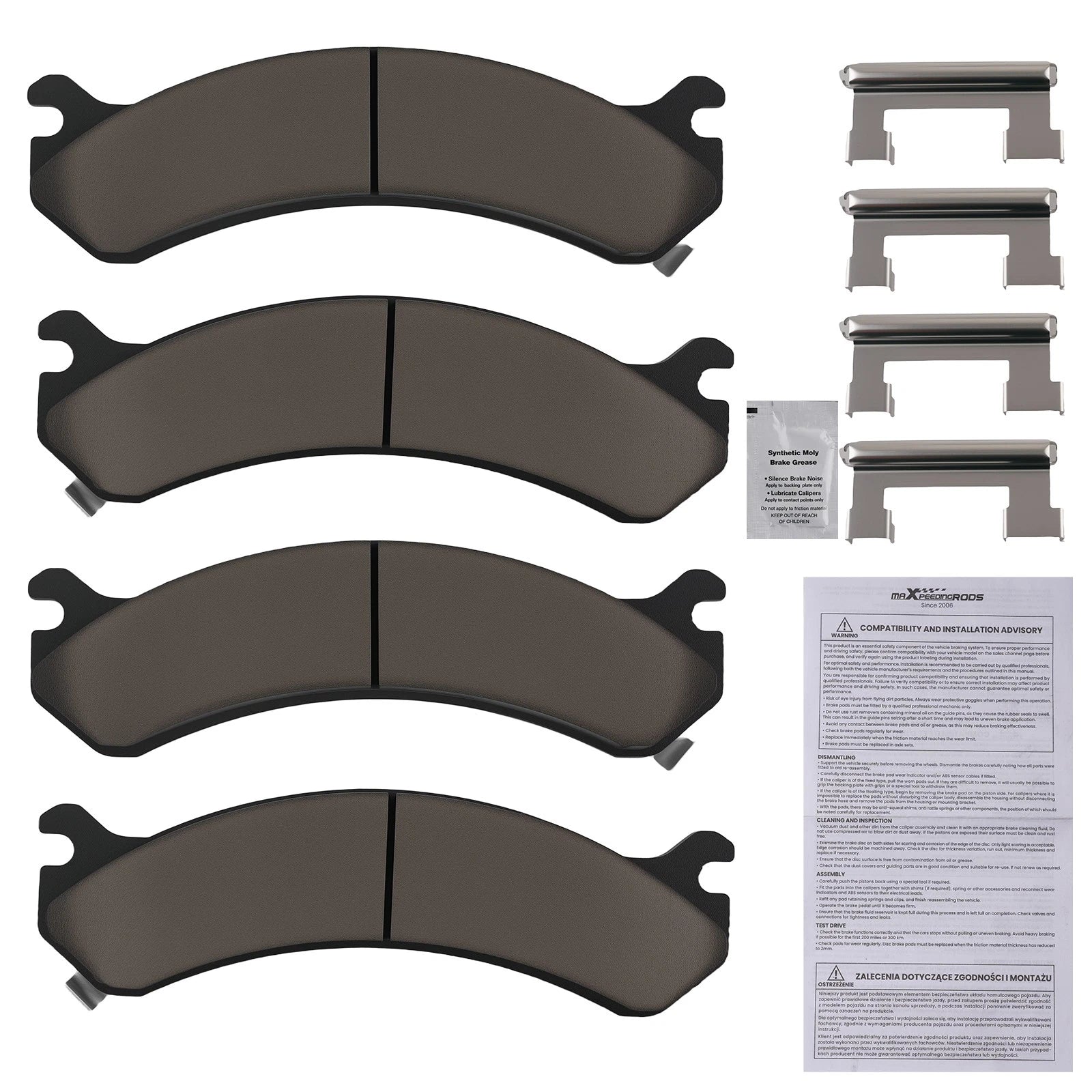 Set of 4 Front Ceramic Brake Pads for Chevy Silverado/GMC Sierra 1500 HD (2001–2006)