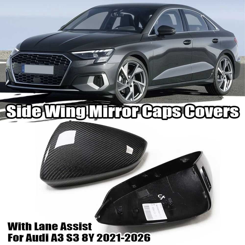 Real Carbon Fiber Side Mirror Caps for Audi A3 S3 8Y (2021–2026)