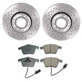 Front Brake Kit with Euro Pad & Xtra Drilled Rotors for Audi A4 Quattro (2002–2008)