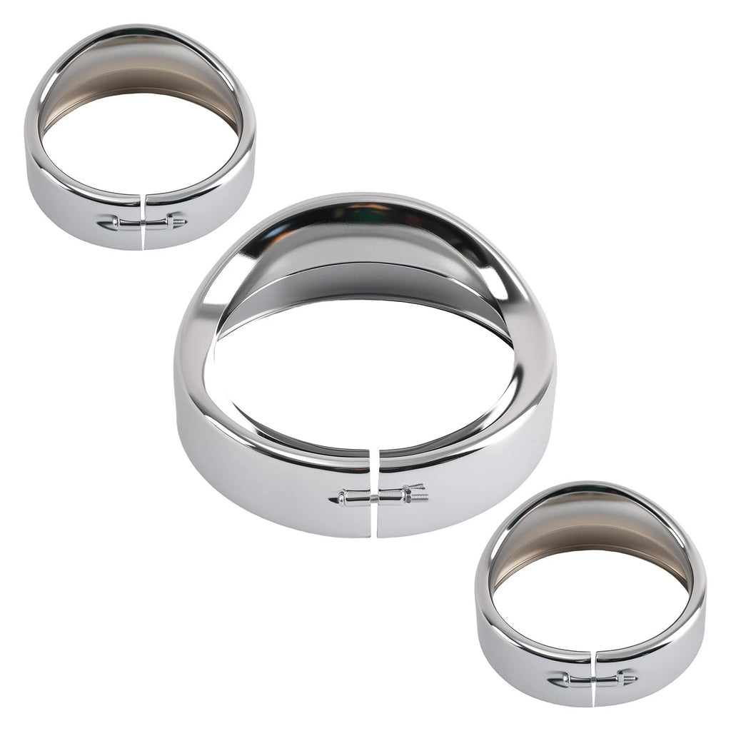 7" & 4.5" Trim Ring Set for Harley FLD Switchback (2012–2016) Chrome Aluminum