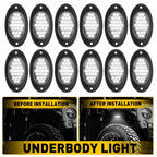 12X White LED Rock Lights for Offroad SUV Pickup Truck