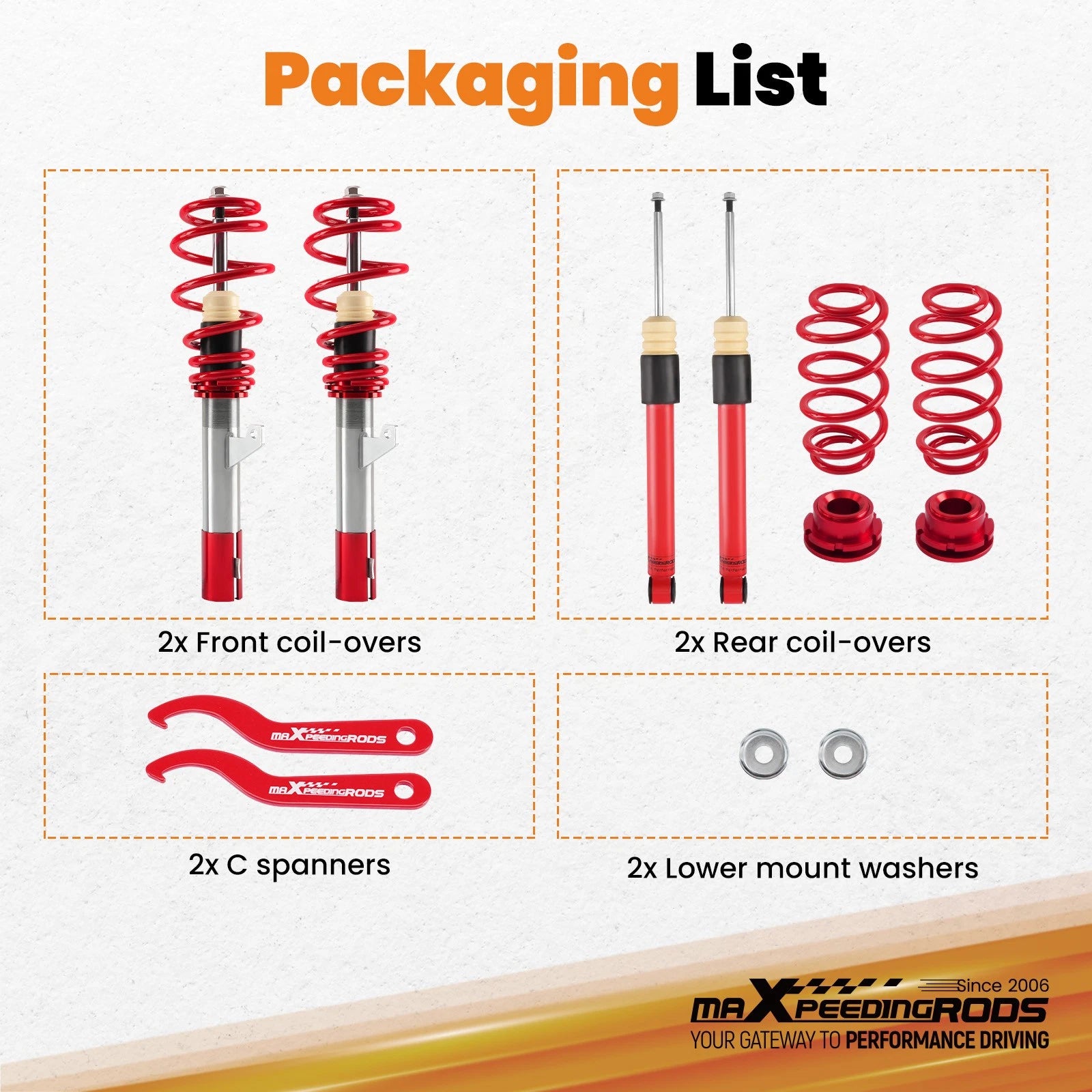 Coilover Suspension Kit for VW Golf/Jetta MK5 MK6 (2006-2014)
