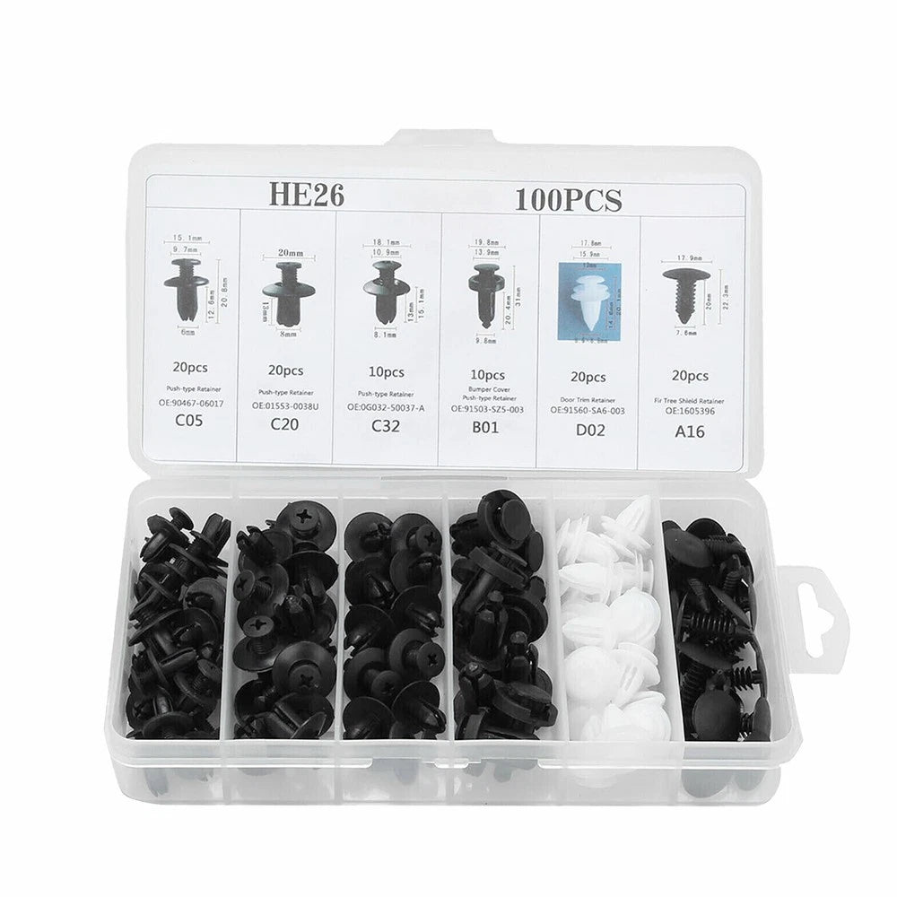 Set of 100 Retainer Clips for Body Bumper Trim Molding