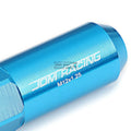 Set of 20 Open End M12x1.25 60mm Tall Sky Blue Hexagon Lug Nuts + Adapter