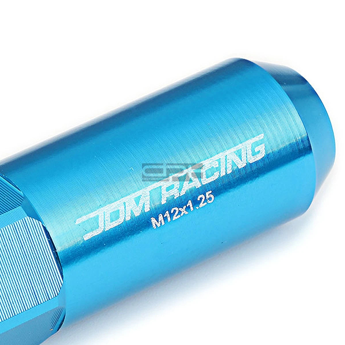 Set of 20 Open End M12x1.25 60mm Tall Sky Blue Hexagon Lug Nuts + Adapter