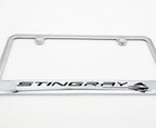 Chrome License Plate Frame with Logo Fit for Chevrolet Corvette C8 (2020–2024)