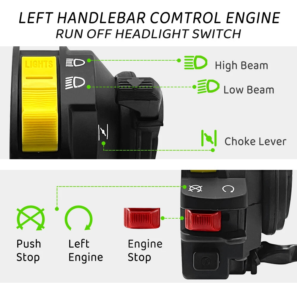 Handlebar Start Stop Switch Headlight for Suzuki QuadSport Z400 (2005–2008)