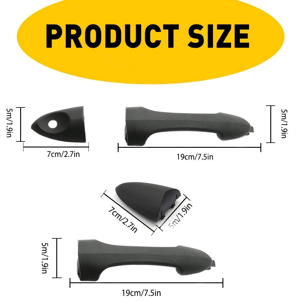 Set of 4 Door Handles for Ford Focus (2000–2007) Smooth Black