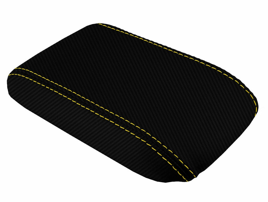 Console Lid Armrest Cover for Honda Prelude (1997–2001) Carbon Fiber Yellow Stitch