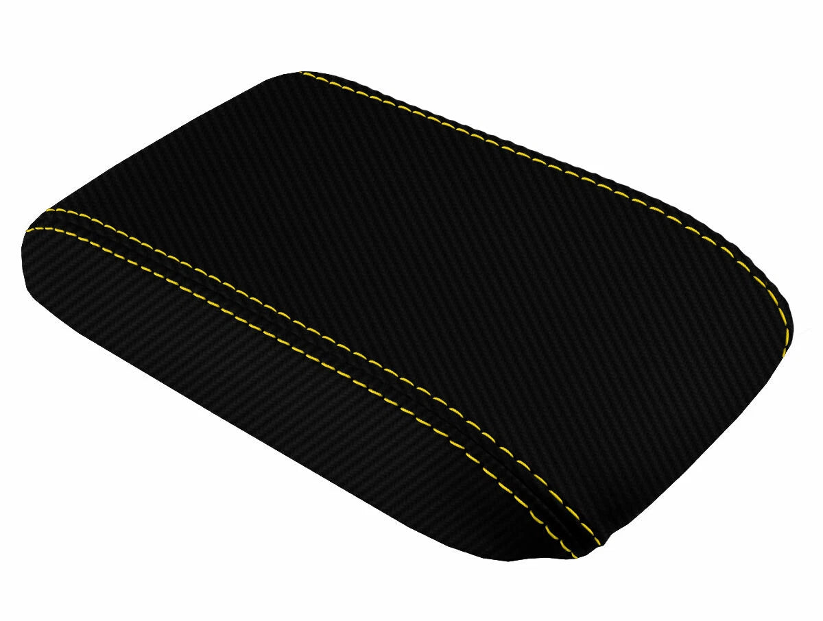 Console Lid Armrest Cover for Honda Prelude (1997–2001) Carbon Fiber Yellow Stitch