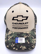 Licensed Chevrolet Performance Hat Cap in Green Tan Digital Camo for Chevy