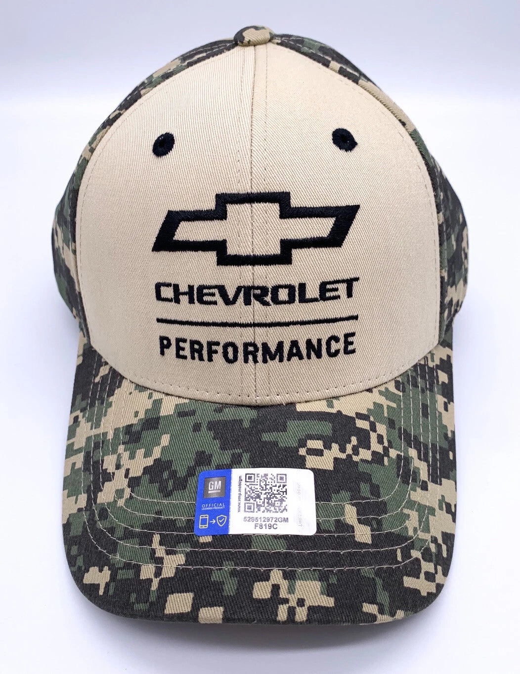 Licensed Chevrolet Performance Hat Cap in Green Tan Digital Camo for Chevy